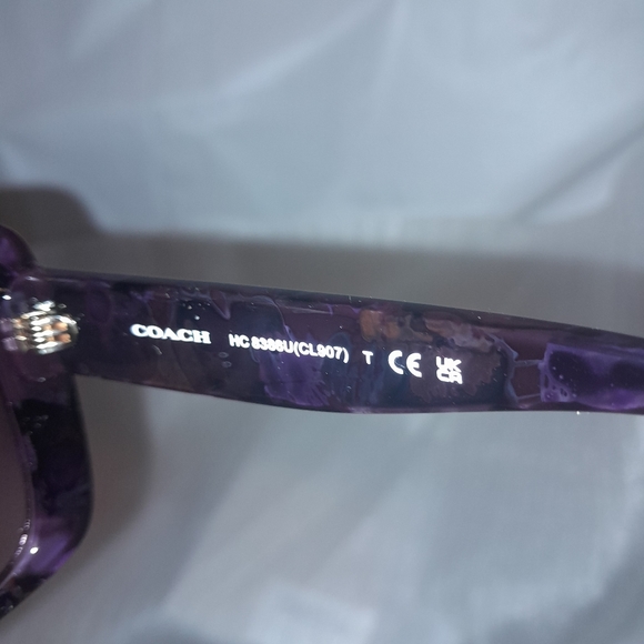 New Coach Oversized Square Sunglasses/Purple Tortoise With Case - Picture 8 of 12